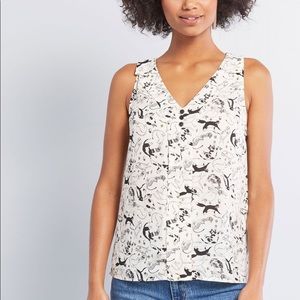 ModCloth Unrivaled Enjoyment Cats Play Tank Blouse